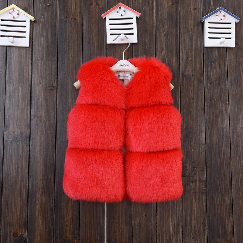 2024 herbst und Winter Mädchen Kleidung kinder Pelz Weste Verdickt Baumwolle Einfarbig Mantel Wolle Gefälschte Pelz Jacke 160 rot von Joom DACH