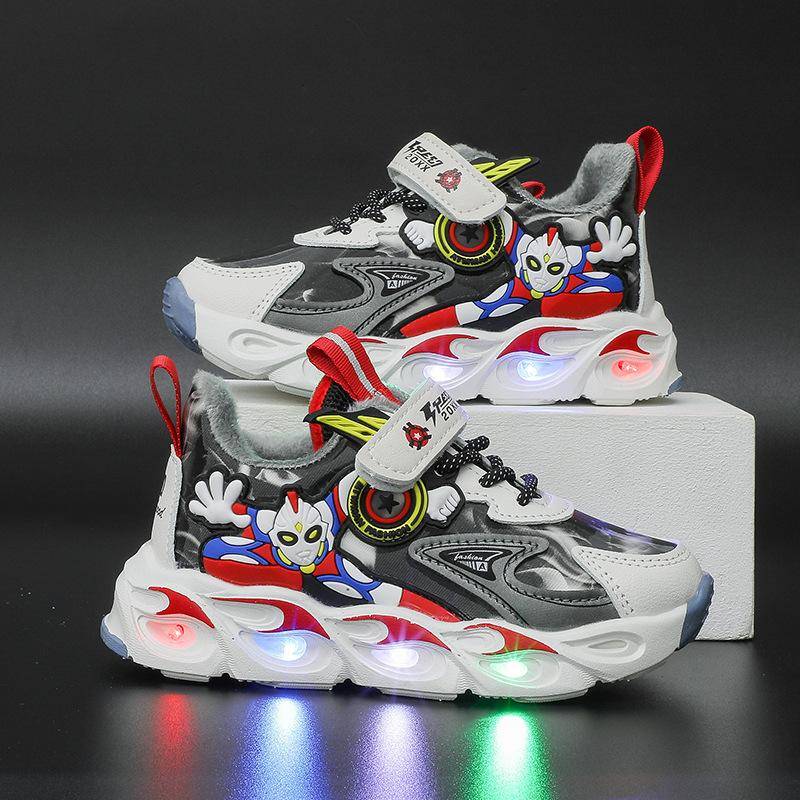 2024 leuchtende Jungen leuchtende Schuhe Turnschuhe mit Lichtern Schuhe Kinder Cartoon Led Licht Schuhe Flut 29 weiß von Joom DACH