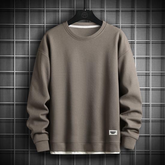 2024 männer Einfarbig Sweatshirt Männer Hip Hop Streetwear Langarm O Neck Pullover Herren Sportswear Fashion Kausalen Sweatshirt Tops L von Joom DACH
