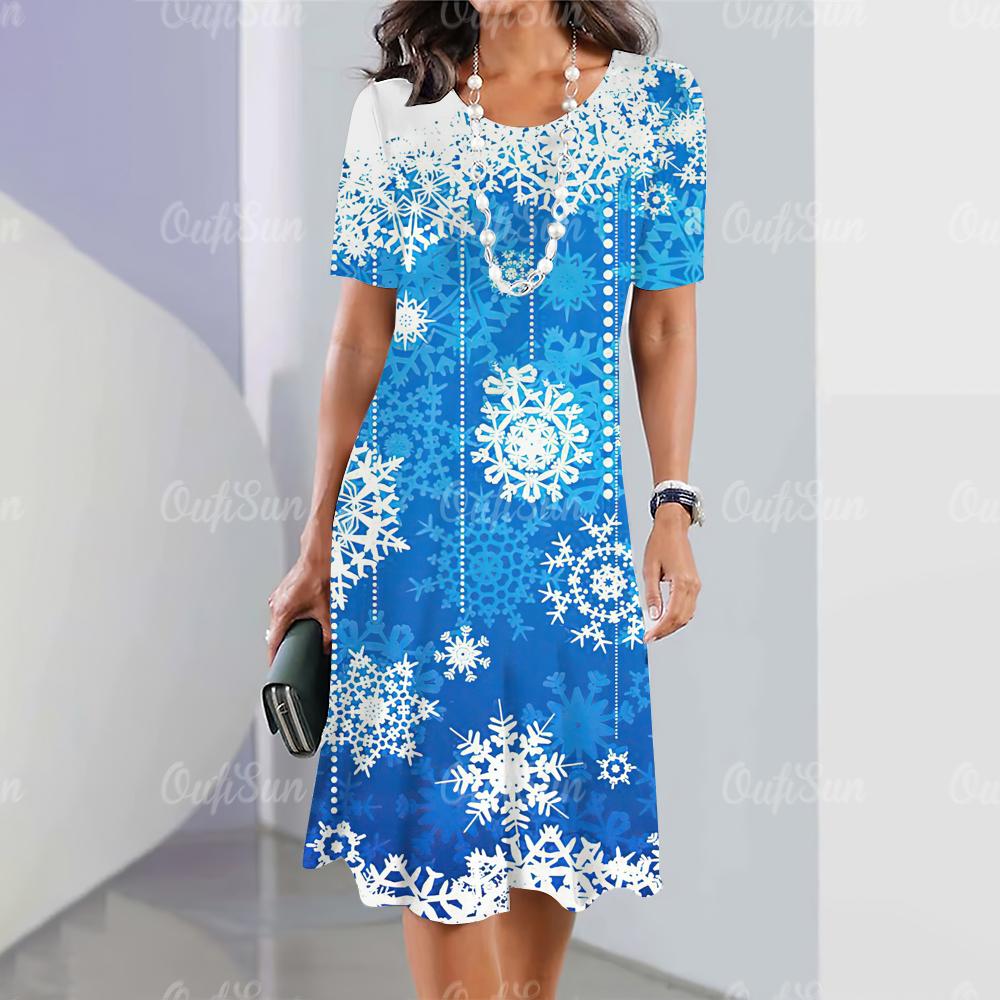 2024 neue Damenkleider mit Grafikdruck, elegante und schöne Midikleider, einteiliges Sommerkleid für Damen in Übergröße 3XL von Joom DACH