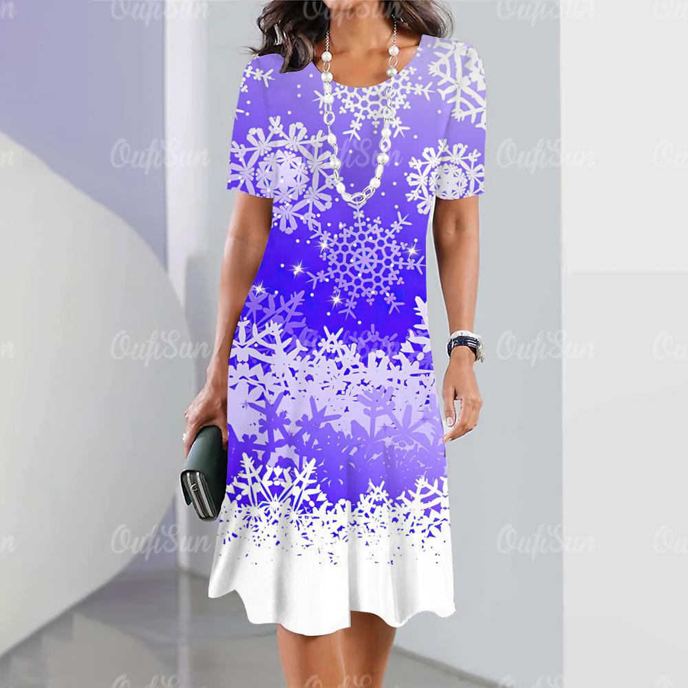 2024 neue Damenkleider mit Grafikdruck, elegante und schöne Midikleider, einteiliges Sommerkleid für Damen in Übergröße 3XL von Joom DACH