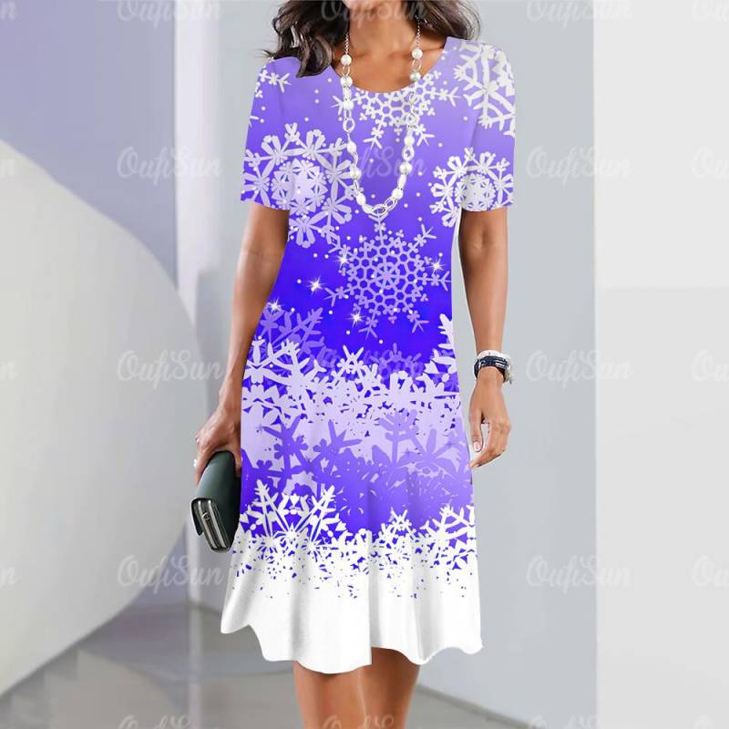 2024 neue Damenkleider mit Grafikdruck, elegante und schöne Midikleider, einteiliges Sommerkleid für Damen in Übergröße 3XL von Joom DACH