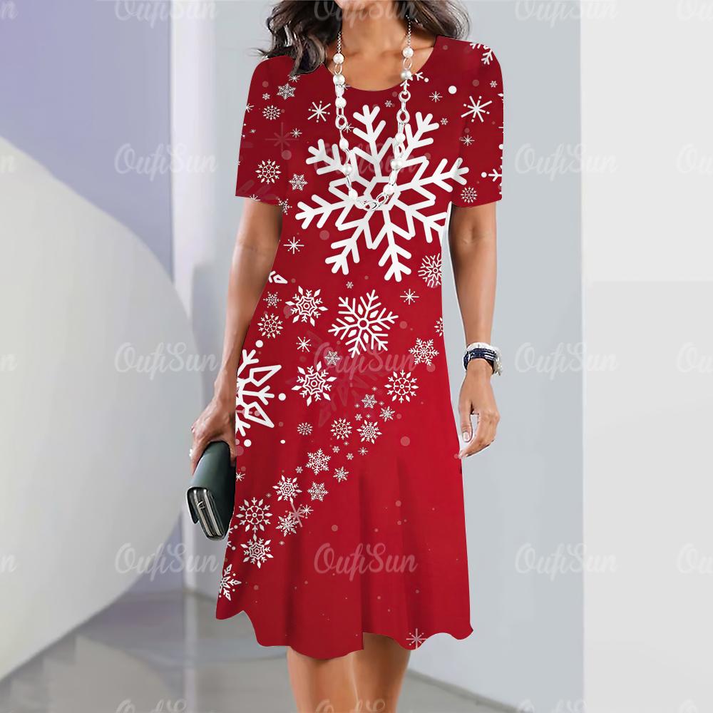 2024 neue Damenkleider mit Grafikdruck, elegante und schöne Midikleider, einteiliges Sommerkleid für Damen in Übergröße 4XL von Joom DACH