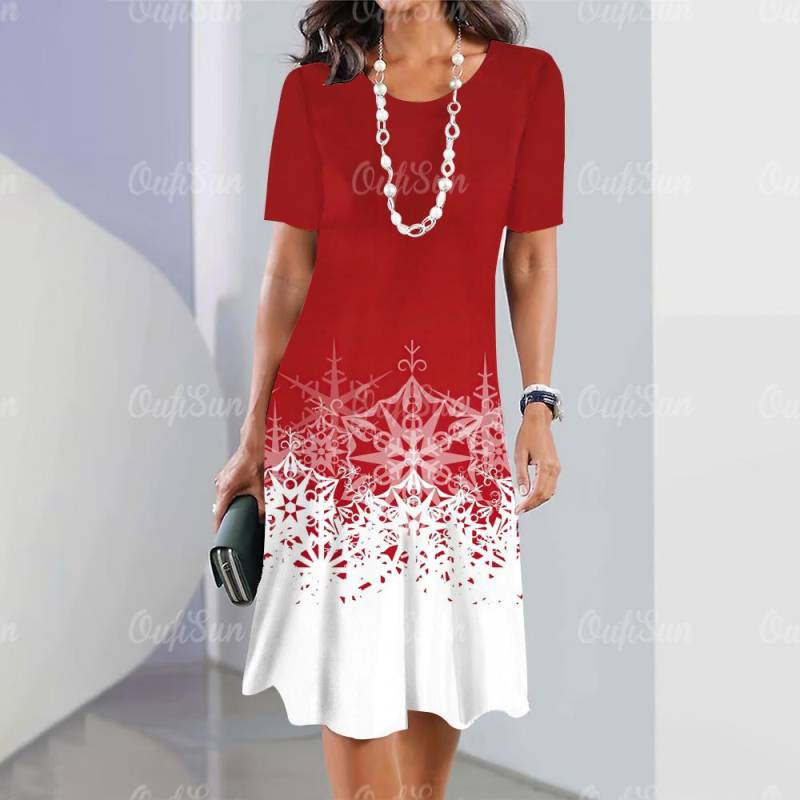 2024 neue Damenkleider mit Grafikdruck, elegante und schöne Midikleider, einteiliges Sommerkleid für Damen in Übergröße 4XL von Joom DACH