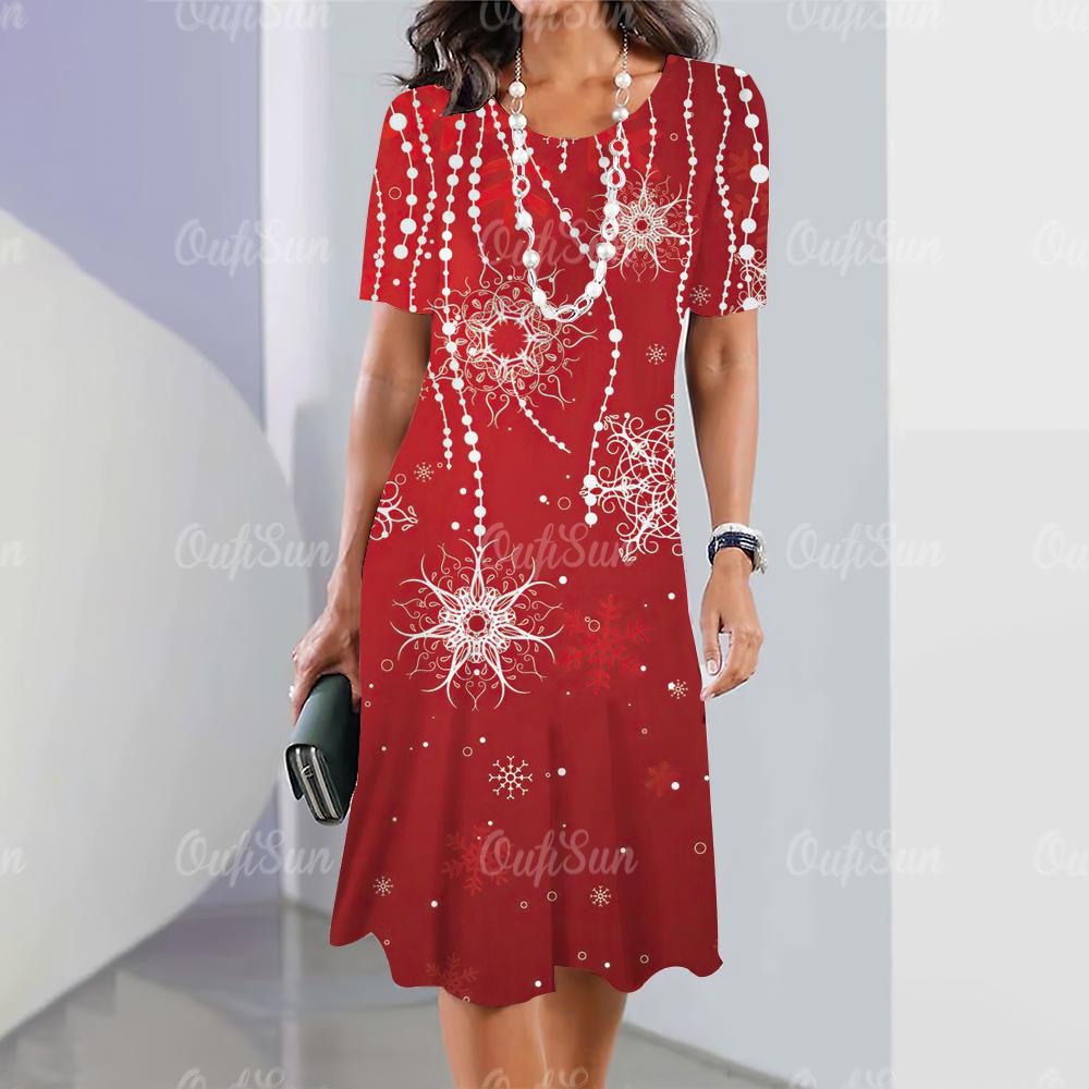 2024 neue Damenkleider mit Grafikdruck, elegante und schöne Midikleider, einteiliges Sommerkleid für Damen in Übergröße 4XL von Joom DACH