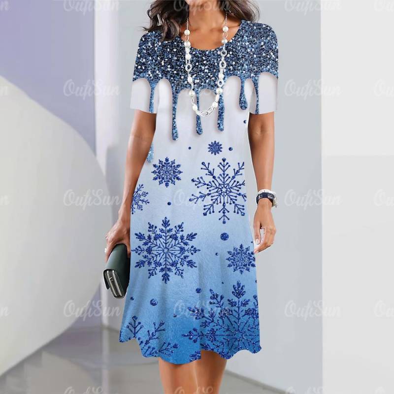 2024 neue Damenkleider mit Grafikdruck, elegante und schöne Midikleider, einteiliges Sommerkleid für Damen in Übergröße 5XL von Joom DACH