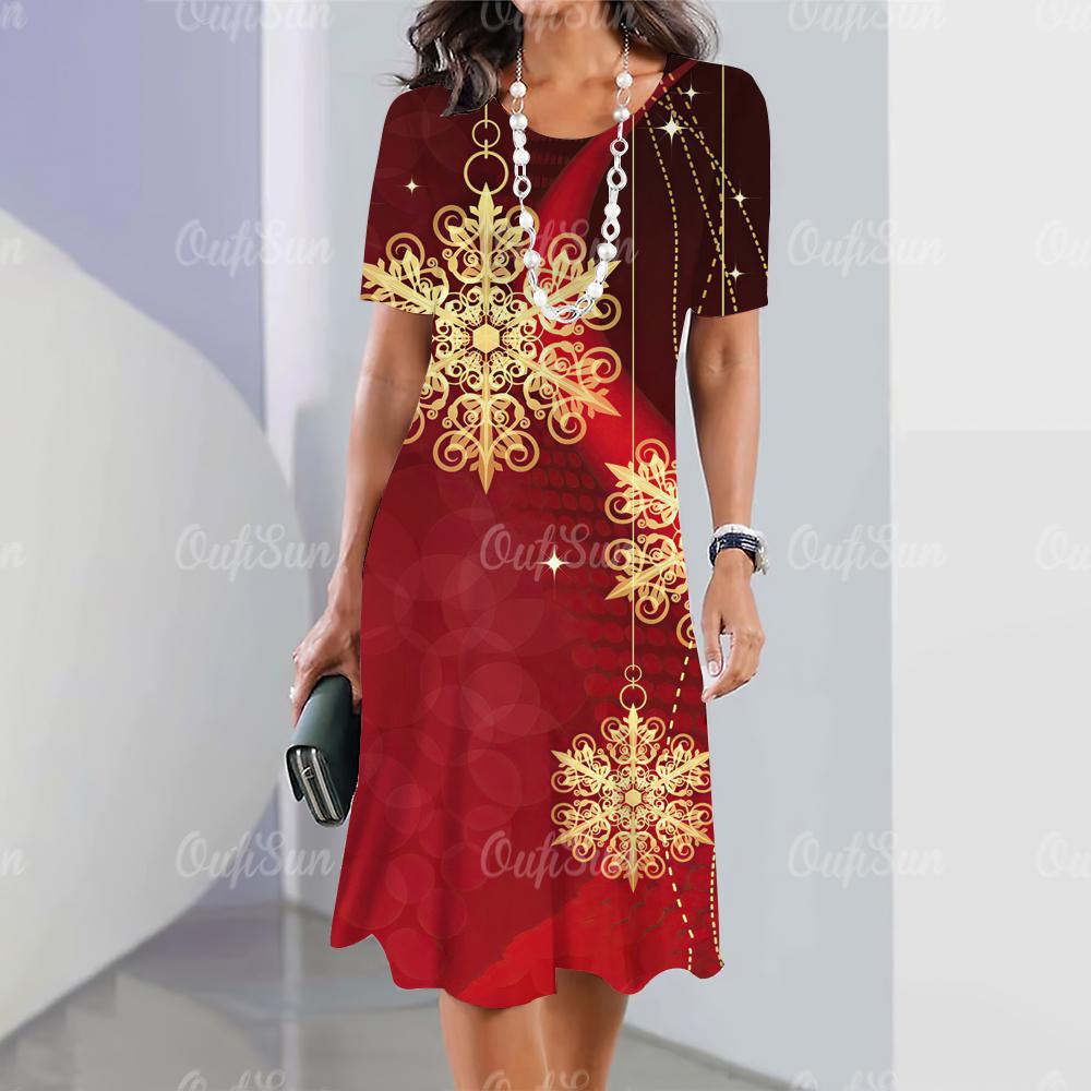 2024 neue Damenkleider mit Grafikdruck, elegante und schöne Midikleider, einteiliges Sommerkleid für Damen in Übergröße XL von Joom DACH