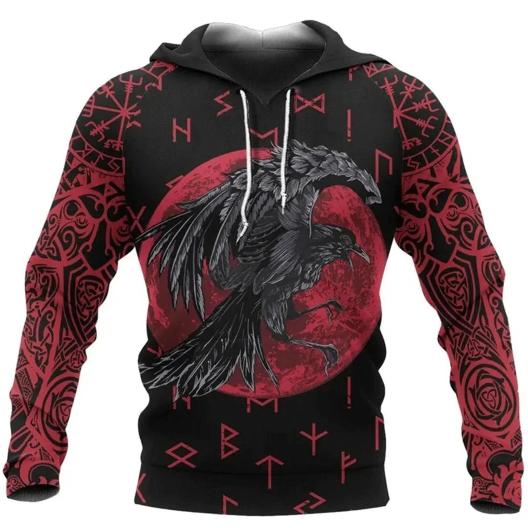 2024 neue Hoodie 3d Viking Harajuku Druck Pullover männer Mit Kapuze Sweatshirt Übergroßen Vintage Männlichen Kleidung Herbst Langarm XL von Joom DACH