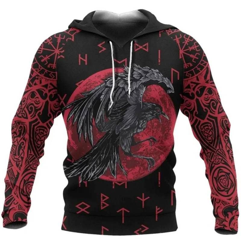 2024 neue Hoodie 3d Viking Harajuku Druck Pullover männer Mit Kapuze Sweatshirt Übergroßen Vintage Männlichen Kleidung Herbst Langarm XL von Joom DACH