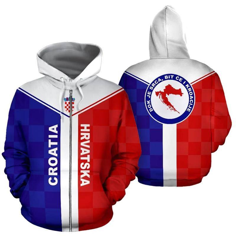 2024 neue Kroatien Hrvatska Heroe 3d Gedruckt Zip Hoodies Männer Übergroßen Sweatshirts Frauen Sport Pullover Mit Kapuze Y2k Kleidung L von Joom DACH