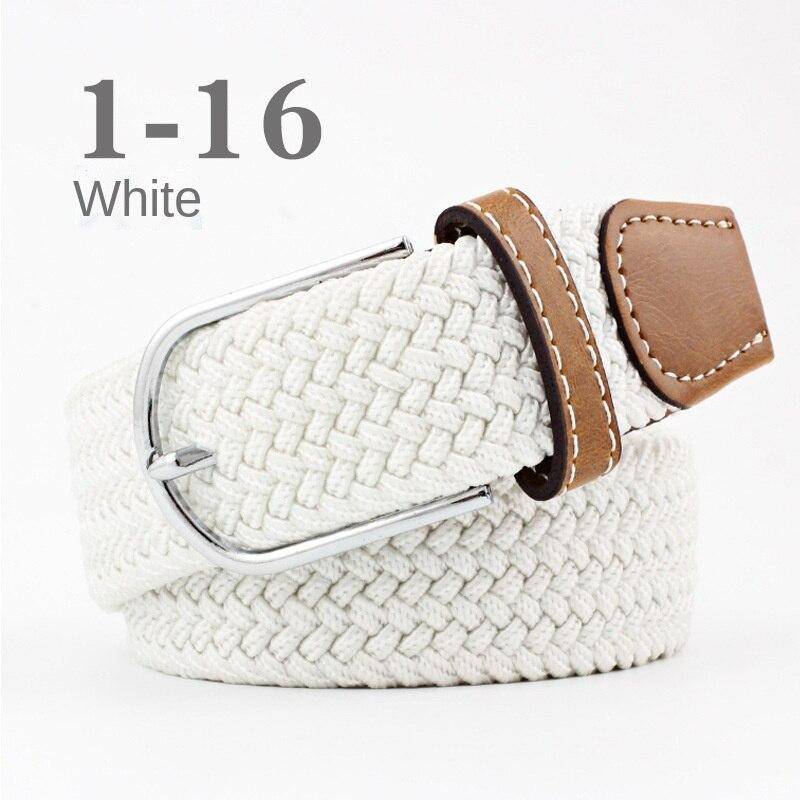 2024 neue Mode Hohe Qualität Explosive frauen Leinwand Gürtel männer Elastische Gürtel Casual Stretch Woven Pin Schnalle Gürtel weiß von Joom DACH