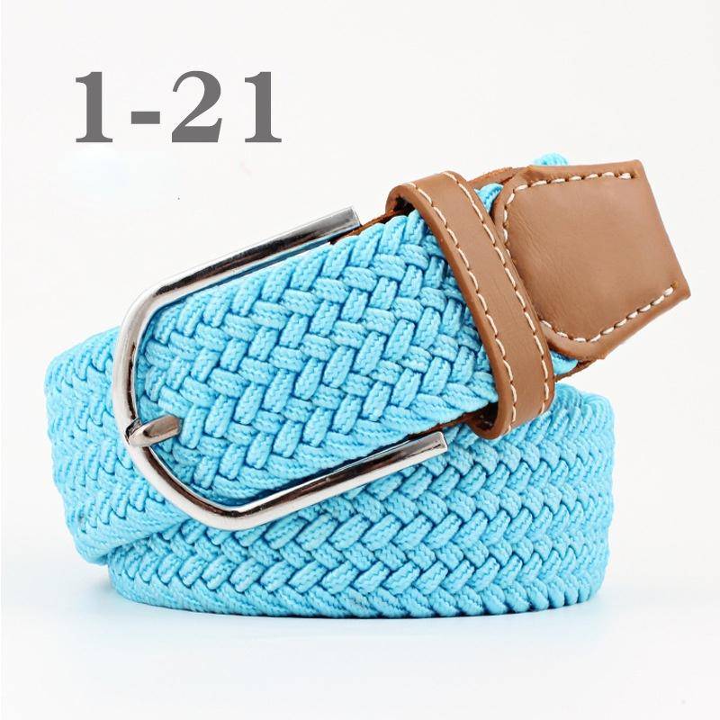 2024 neue Mode Hohe Qualität Explosive frauen Leinwand Gürtel männer Elastische Gürtel Casual Stretch Woven Pin Schnalle Gürtel hellblaue von Joom DACH