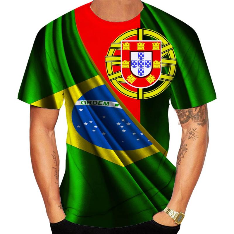 2024 neue Mode Portugal und Brasilien Flagge 3d T Hemd Männer/Frauen Casual Rundhals Kurzarm Sport T-shirt M 2024 neue Mode Portugal und Brasilien Flagge 3d T Hemd Männer/Frauen Casual Rundhals Kurzarm Sport T-shirt M von Joom DACH