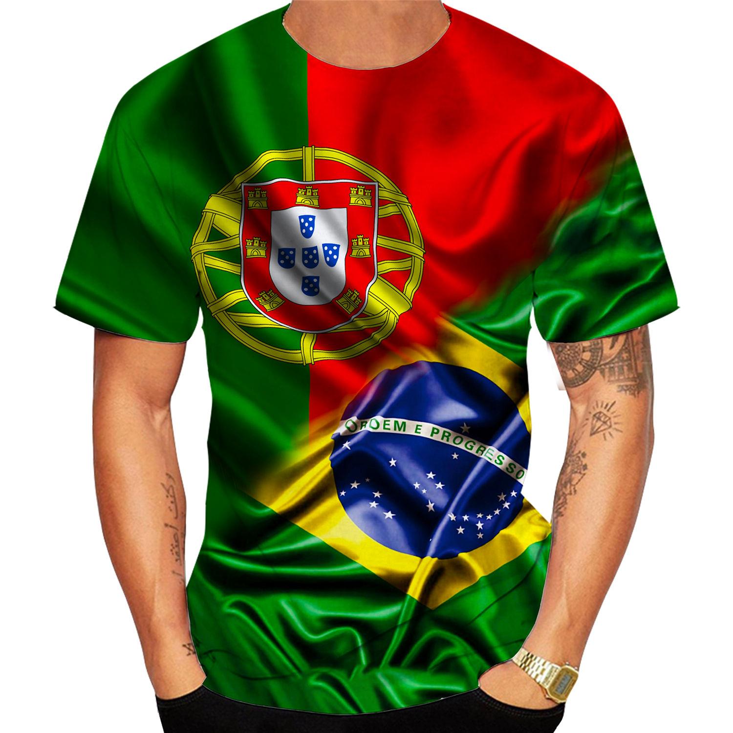 2024 neue Mode Portugal und Brasilien Flagge 3d T Hemd Männer/Frauen Casual Rundhals Kurzarm Sport T-shirt XXL 2024 neue Mode Portugal und Brasilien Flagge 3d T Hemd Männer/Frauen Casual Rundhals Kurzarm Sport T-shirt XXL von Joom DACH