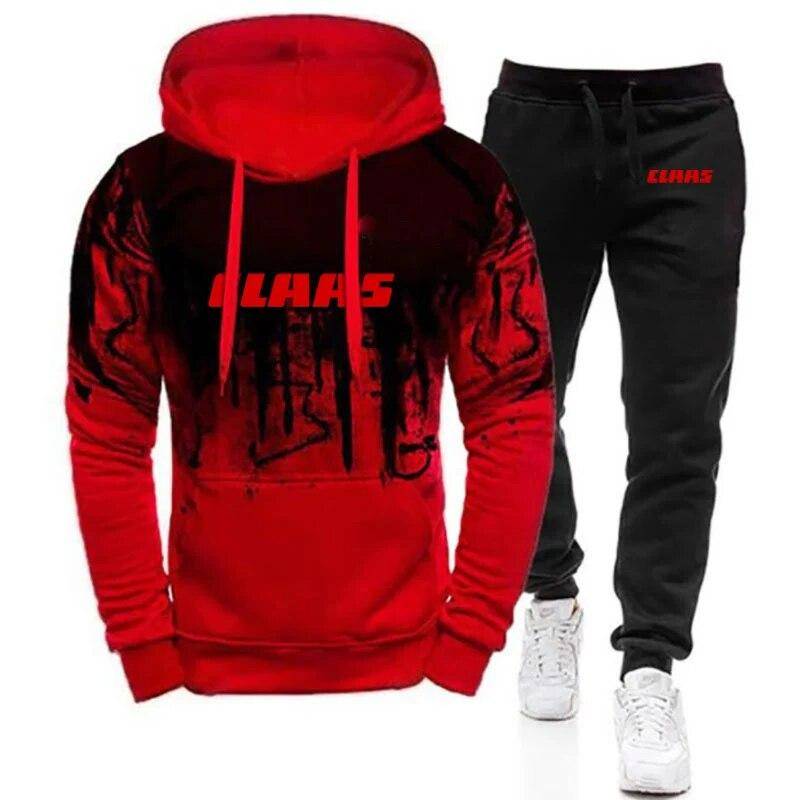 2024 neue männer Frühling und Herbst CLAAS Druck Mode Farbverlauf Harajuku Zipper Jacke Hoodies + Casual Jogginghose Anzug XXXL von Joom DACH