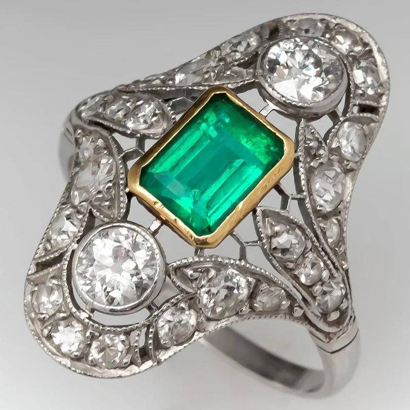 2024 neuer Luxus-Mode-Ring mit grünem Zirkonia-Kristall für Frauen zur Verlobung/Hochzeit/Jubiläumsfeier, personalisierter Schmuck 8 von Joom DACH