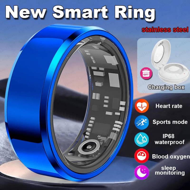 2025 Neuer Smartring Herren Damen Wasserdicht Herzfrequenz Blutsauerstoff Schlafgesundheitsmonitor Sport Fitness Gesundheitsring Android iOS 12 blau von Joom DACH