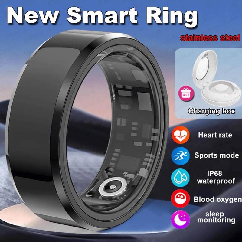 2025 Neuer Smartring Herren Damen Wasserdicht Herzfrequenz Blutsauerstoff Schlafgesundheitsmonitor Sport Fitness Gesundheitsring Android iOS 12 schwarz von Joom DACH