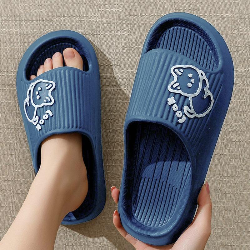 2024 sommer Frauen Hausschuhe Bad Dicke Plattform Nicht-Schlupf Hause Katze Cartoon Flip-Flops Strand Sandalen Damen Gleitet Innen außen 42-43 blau von Joom DACH