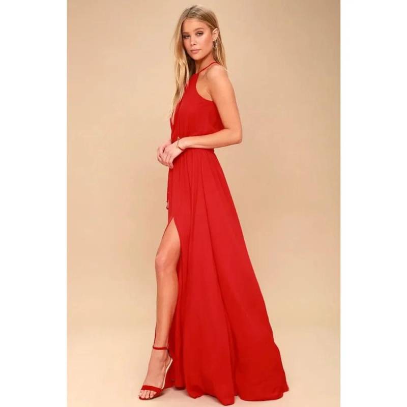 2024 sommer Langes Kleid Hohe Split Boho Strand Kleid Tunika Maxi Kleid Frauen Abend Party Kleid Sommerkleid Vestidos de festa XXL L von Joom DACH