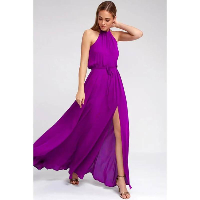 2024 sommer Langes Kleid Hohe Split Boho Strand Kleid Tunika Maxi Kleid Frauen Abend Party Kleid Sommerkleid Vestidos de festa XXL XXXL violett von Joom DACH