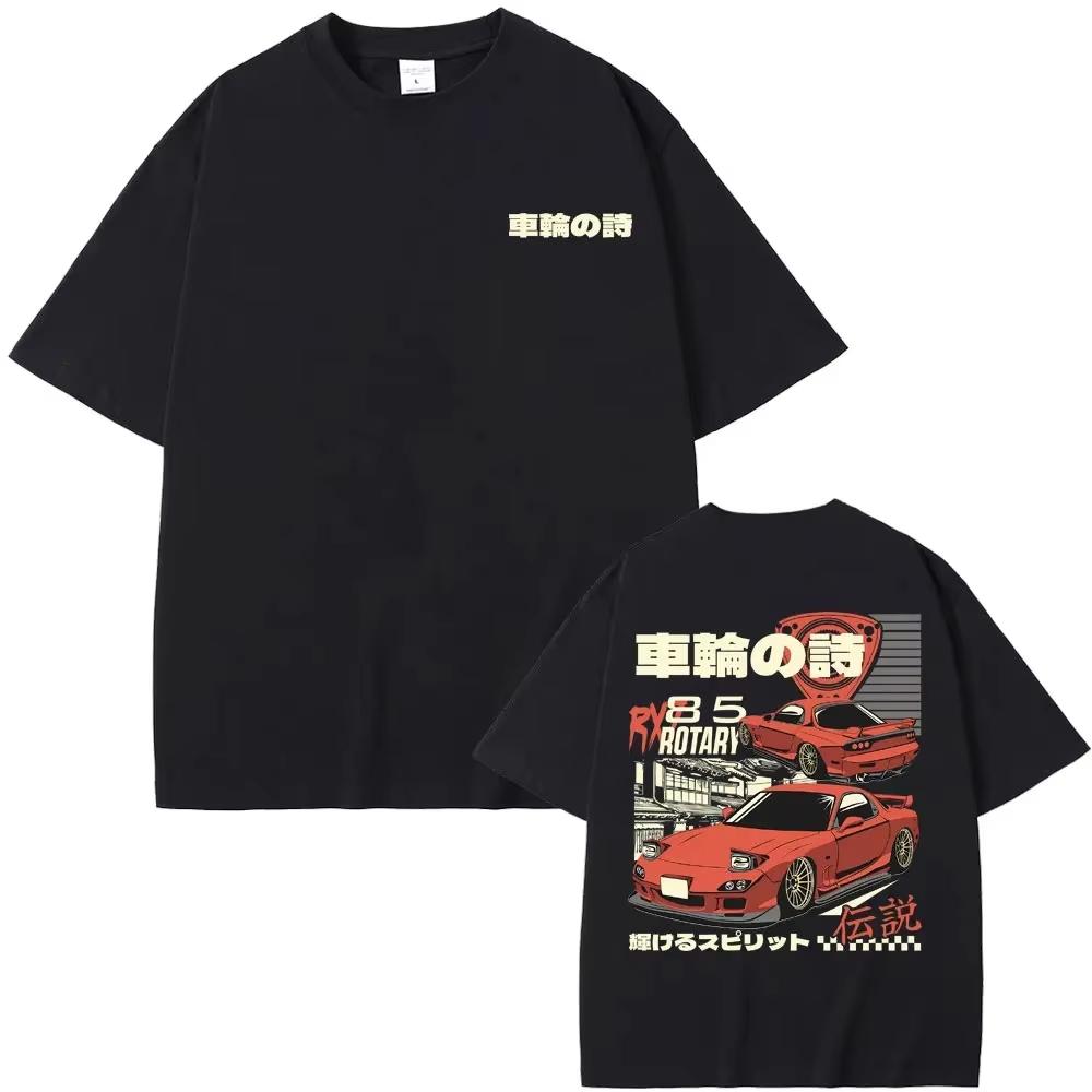 2025 Anime Initial D Drift AE86 Doppelseitiger Druck T-Shirt RX-7 R34 Skyline GTR JDM Herren Vintage Harajuku Oversized T-Shirts L von Joom DACH