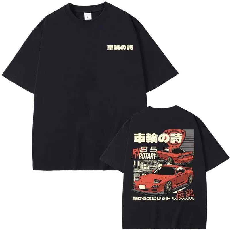 2025 Anime Initial D Drift AE86 Doppelseitiger Druck T-Shirt RX-7 R34 Skyline GTR JDM Herren Vintage Harajuku Oversized T-Shirts L von Joom DACH