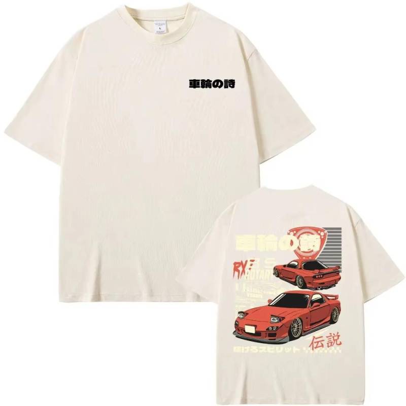 2025 Anime Initial D Drift AE86 Doppelseitiger Druck T-Shirt RX-7 R34 Skyline GTR JDM Herren Vintage Harajuku Oversized T-Shirts M von Joom DACH