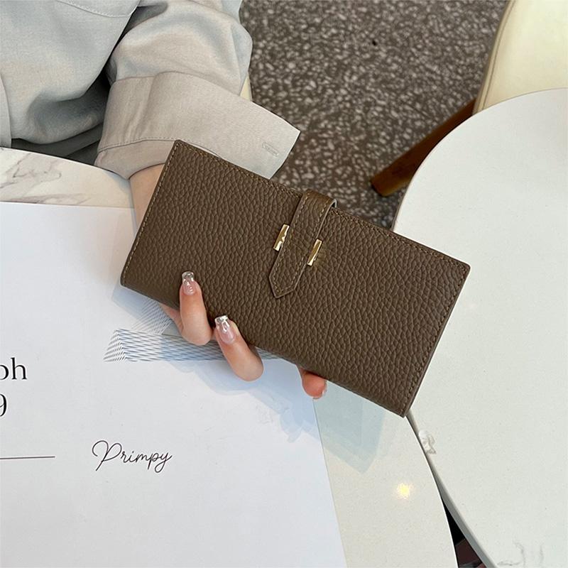 2025 Echtes Leder Damen Geldbörsen Erste Schicht Aus Rindsleder Lange Geldbörse H Hasp Clutch Taschen Für Damen Bifold Brieftasche Ohne Logo khaki von Joom DACH