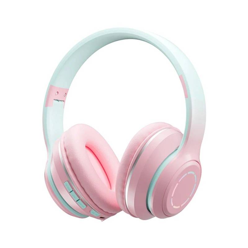 2025 Farbverlauf Bluetooth-Kopfhörer Drahtloses Musik-Headset LED-Licht mit Mikrofon Gamer-Kopfhörer Kinder Schöne Weihnachtsgeschenke rosa von Joom DACH