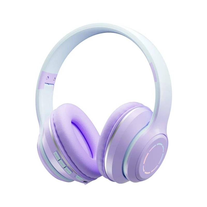 2025 Farbverlauf Bluetooth-Kopfhörer Drahtloses Musik-Headset LED-Licht mit Mikrofon Gamer-Kopfhörer Kinder Schöne Weihnachtsgeschenke violett von Joom DACH