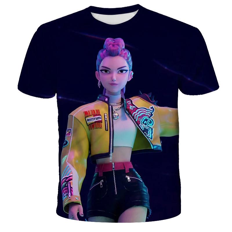 2025 Film KPop Dämonenjäger T-Shirt Sommer Kurzarm T-Shirt für Lässig Locker Mädchen Junge Grafik Bedruckte Oberteile 140 von Joom DACH