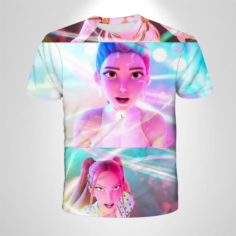 2025 Film KPop Dämonenjäger T-Shirt Sommer Kurzarm T-Shirt für Lässig Locker Mädchen Junge Grafik Bedruckte Oberteile 140 von Joom DACH