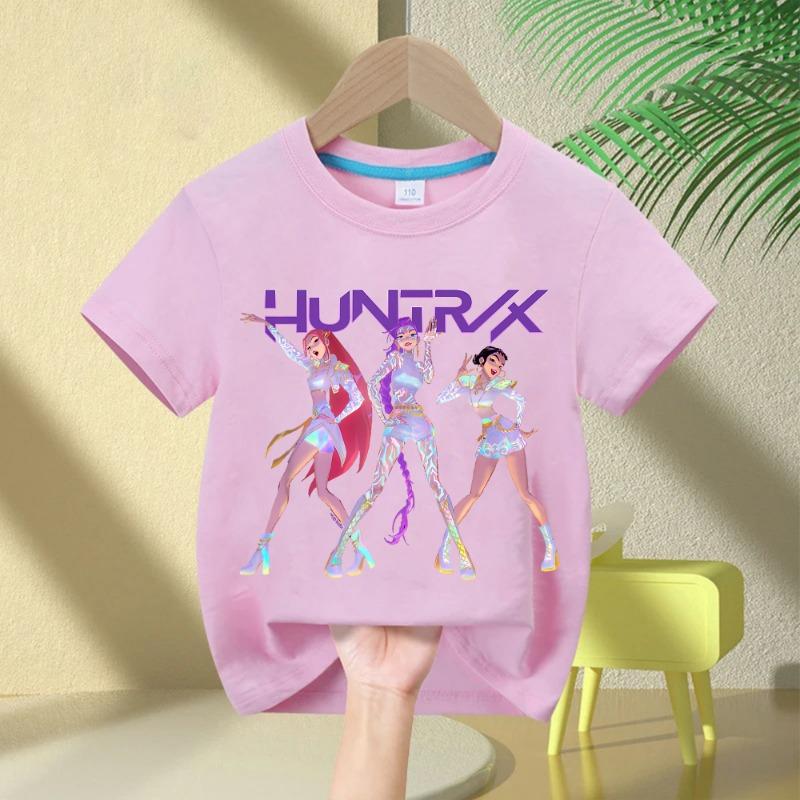 2025 Film Rundhals Cartoon Mädchen Jungen T-Shirt Kinder T-Shirt KPop Dämonenjäger Print Mode Lässige Oberteile Lässige Baby Mädchen Kleidung 140cm von Joom DACH