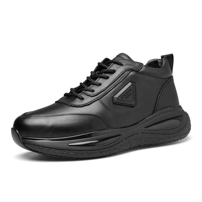 2025 Frühling/Herbst Herren Schwarze Lässige Weiche Leder Sneaker Size 44 schwarz von Joom DACH