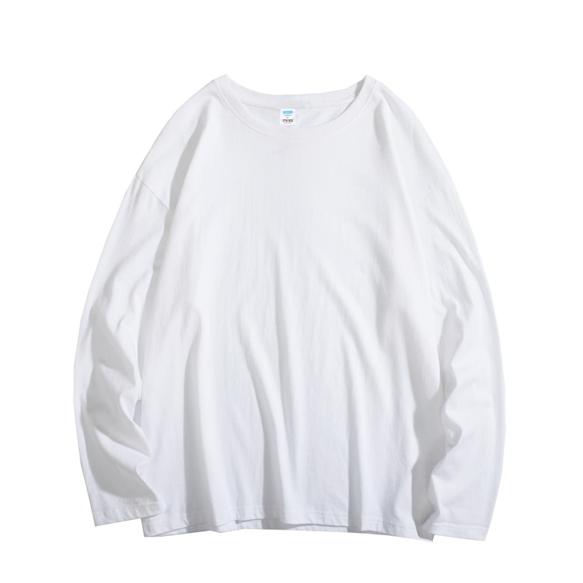 2025 Frühling Herren Hip Hop Baggy T-Shirt Herren Langarm Mode T-Shirts Baumwolle Luxusmarke Oberteile Lässig Einfarbig Herren Oberteile T-Shirts L weiß von Joom DACH