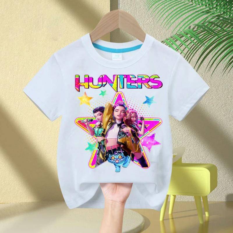 2025 Heißer Film Weiche Baumwolle Baby Mädchen T-Shirt Kinderbekleidung KPop Dämonenjäger Fans Geschenke Kinderkleidung Mode Lässige Oberteile 130cm von Joom DACH