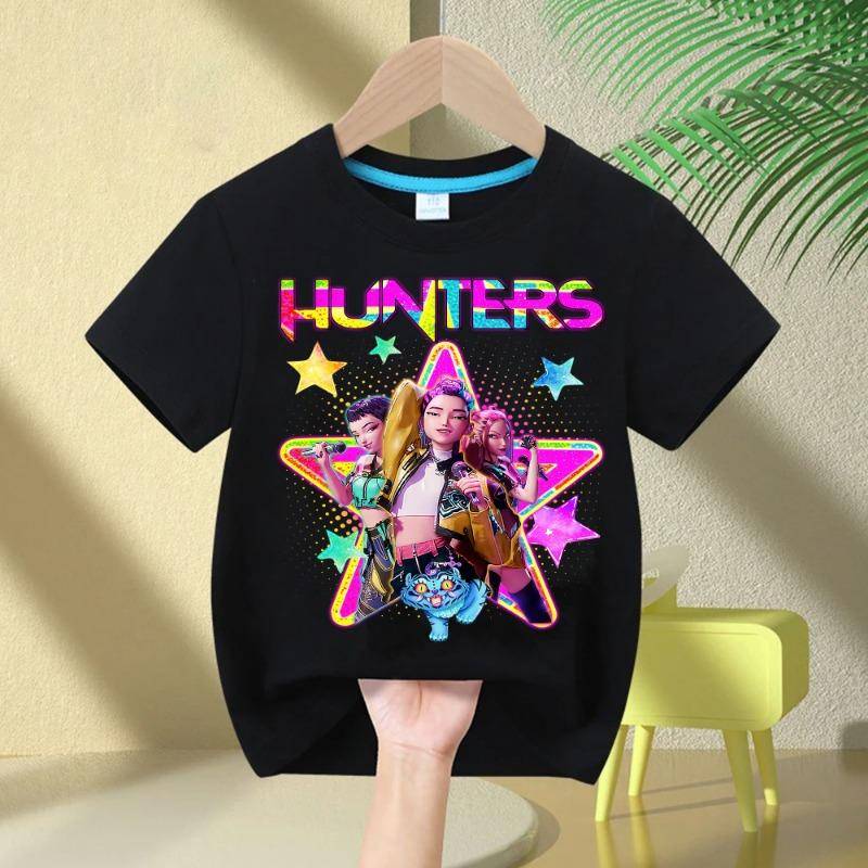2025 Heißer Film Weiche Baumwolle Baby Mädchen T-Shirt Kinderbekleidung KPop Dämonenjäger Fans Geschenke Kinderkleidung Mode Lässige Oberteile 130cm von Joom DACH