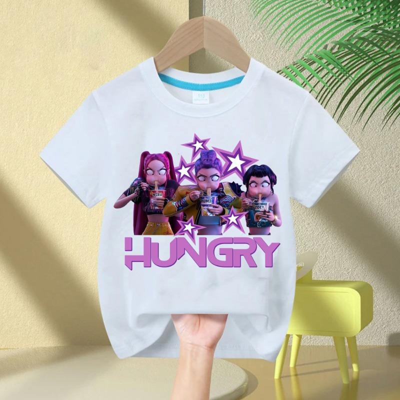 2025 Heißer Film Weiche Baumwolle Baby Mädchen T-Shirt Kinderbekleidung KPop Dämonenjäger Fans Geschenke Kinderkleidung Mode Lässige Oberteile 130cm von Joom DACH