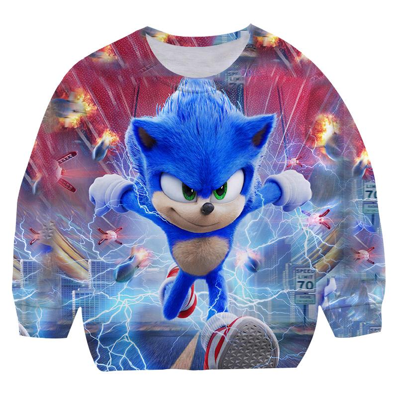 2025 Herbst Winter Sonic Rundhals-Hoodies Kinder Jungen Sweatshirt Kleidung Langarm Neugeborenen-Sweatshirt Jungen Mädchen Freizeit-Oberteil 3-4 Years von Joom DACH