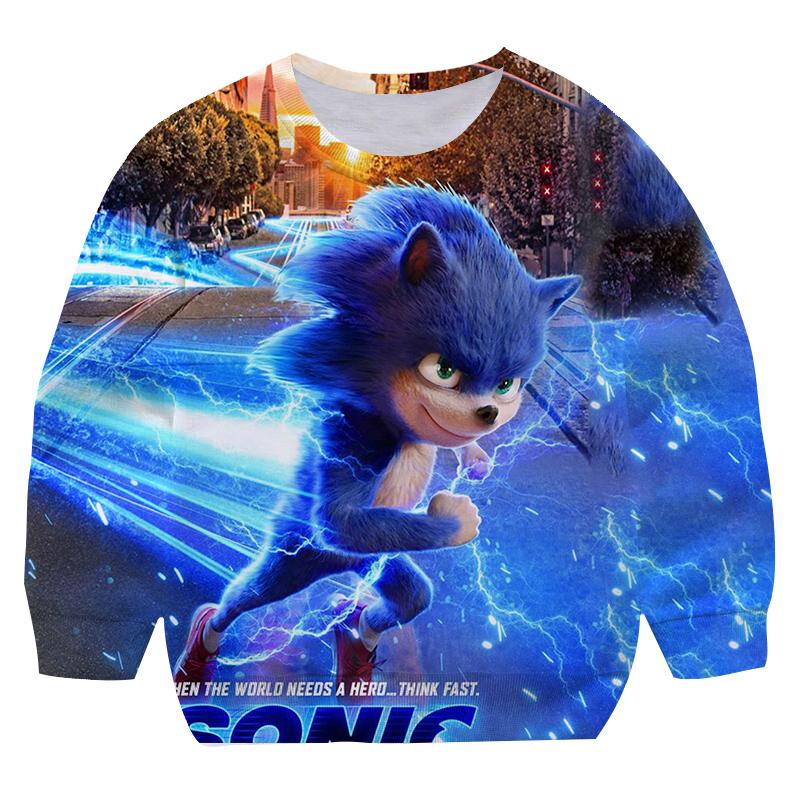 2025 Herbst Winter Sonic Rundhals-Hoodies Kinder Jungen Sweatshirt Kleidung Langarm Neugeborenen-Sweatshirt Jungen Mädchen Freizeit-Oberteil 5-6 Years von Joom DACH