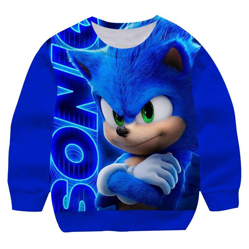 2025 Herbst Winter Sonic Rundhals-Hoodies Kinder Jungen Sweatshirt Kleidung Langarm Neugeborenen-Sweatshirt Jungen Mädchen Freizeit-Oberteil 7-8 Years von Joom DACH