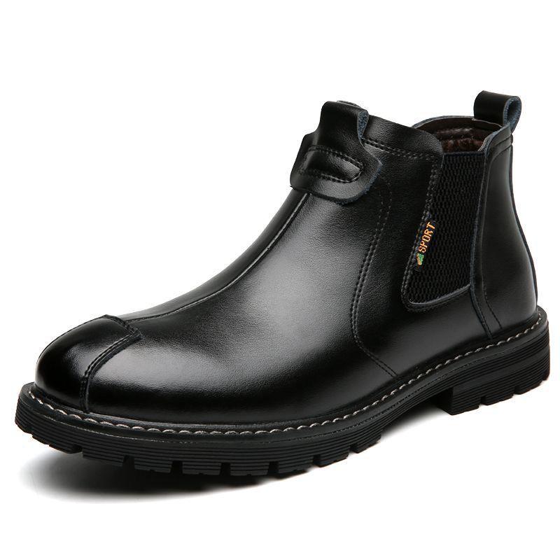2025 Herren Frühling Leder Schnür-Martin-Stiefel 39 schwarz von Joom DACH