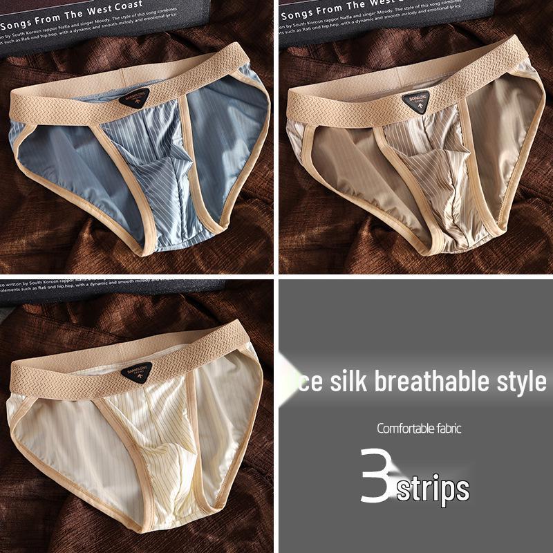 2025 Herren Gestreift Ice Silk High-Cut Slips 3XL (Suitable for 155-185 jin) von Joom DACH
