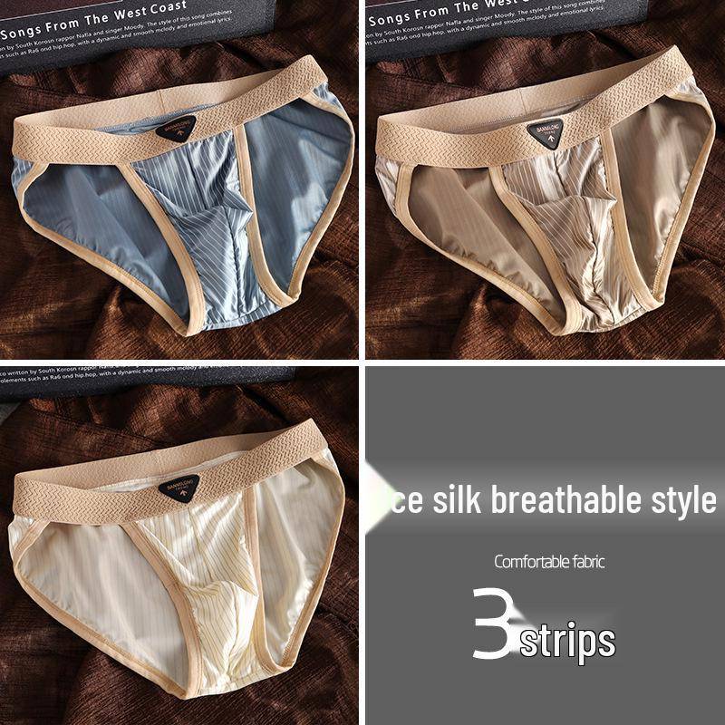 2025 Herren Gestreift Ice Silk High-Cut Slips 3XL (Suitable for 155-185 jin) von Joom DACH