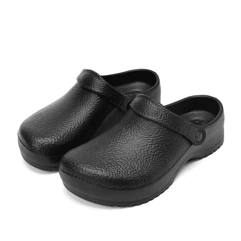 2025 Herren Rutschfeste Arbeitsschuhe Sommer Garten Pool Küche Arbeitsschuhe Strand Damen Ohne Absatz Große Größe Schwarze Gummi-Sandalen 38 schwarz von Joom DACH