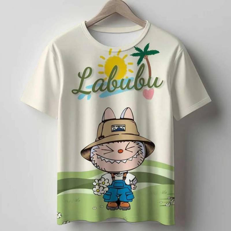 2025 Hot Labubu Cartoon-Druck Kinder-T-Shirts Jungen- und Mädchenkleidung Kinderkleidung Mädchenkleidung 100 von Joom DACH