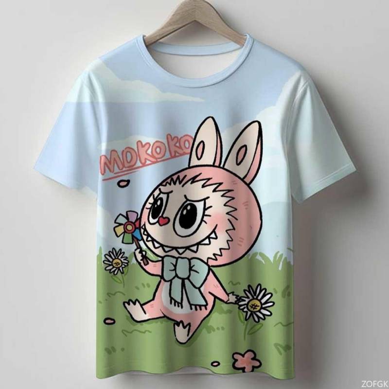 2025 Hot Labubu Cartoon-Druck Kinder-T-Shirts Jungen- und Mädchenkleidung Kinderkleidung Mädchenkleidung 110 von Joom DACH