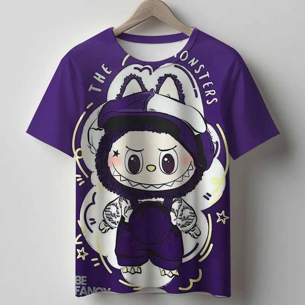 2025 Hot Labubu Cartoon-Druck Kinder-T-Shirts Jungen- und Mädchenkleidung Kinderkleidung Mädchenkleidung 140 von Joom DACH