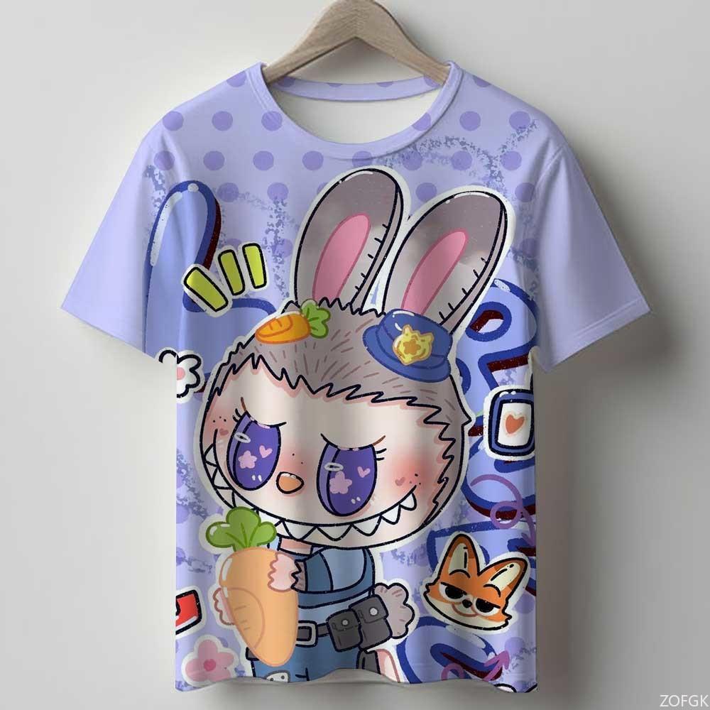 2025 Hot Labubu Cartoon-Druck Kinder-T-Shirts Jungen- und Mädchenkleidung Kinderkleidung Mädchenkleidung 140 von Joom DACH